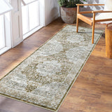 Garvee Runner Rug 2x6 Non-Slip Laundry Rug Runner Taupe Vintage Floral Print for Hallway Bedroom Kitchen Bathroom - Brown