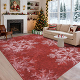 Garvee Christmas Large Living Room Area Rug 8x10 Red - Machine Washable Snowflake Rug Non-Shedding Low Pile Farmhouse Carpet for Bedroom Nursery Classroom Dorm - Snowflake|Red