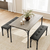 Garvee Dining Table Set for 4, Kitchen Table Set with Upholstered Bench, Dining Room Table Set for 4-6 with Roman Column, 3 Piece Dining Table Set for Small Space, Apartment-Rustic Brown - Rustic Brown