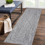 Garvee Runner Rug Grey 2x8 Washable Rug Non Slip Printed Braided Hallway Runner Carpet Solid Printed Weaving Low Pile Floor Cover for Kitchen Laundry Room Entryway - Gray-Style2