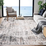 Garvee Rugs For Living Room 9x12ft Machine Washable Vintage Area Rugs With Non-Slip Backing Soft Short Pile Carpet Bedroom Kitchen Hallway Office - Gray