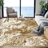 Garvee Abstract Brown 5x7 Marble Rug, Modern Boho Marble Pattern Design Ultra-Thin Washable Soft Luxury Rug, Ideal for High Traffic Areas in Living Room Bedroom Kitchen Dining - Brown