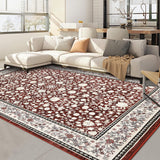 Garvee 5x7 Vintage Washable Area Rugs for Living Room, Bedroom, Red, Soft Low Pile, Non-Slip Rubber Backing - Red