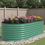 Garvee 8' X 4' X 2' Oval Metal Raised Garden Bed with Safety Edging, Outdoor Planter Box for Vegetables & Plants, Green - Green