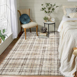 Garvee Plaid Beige 8x10 Bedroom Rug, Large Area Rugs for Living Room Modern Office Rug Distressed Rug Low Pile Farmhouse Floor Cover Non Slip Checkered Rug - Beige