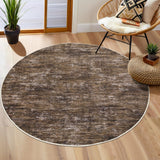 Garvee Solid Brown 4'-Round Washable Rug Modern Abstract Design Soft Velvet Non-Slip Rubber Backing for Living Room Bedroom Nursery - Brown