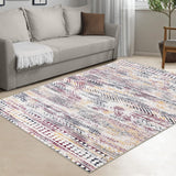 Garvee Moroccan Area Rug 4x6 Boho Geometric Floor Cover Soft Chenille Indoor Area Rugs Machine Washable Vintage Floor Carpet for Living Room Bedroom Non-Slip Floor Decor Foldable Thin Rug Multi - Colorful