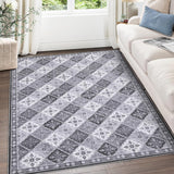 Garvee Machine Washable Rugs, 5x7 Area Rug Living Room Rugs Moroccan Trellis Area Rug Non Slip Indoor Floor Carpet for Bedroom Nursery Dining Room, Grey - Gray