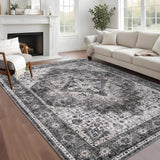 Garvee Traditional Home Decor Camel Bathroom Rug 10x13 Large Area Rug Low Pile Non Slip Mat - Gray & Taupe