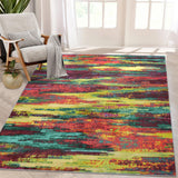 Garvee Washable Rug 5x7 Area Rugs for Bedroom Rug for Living Room Flannel Soft Carpet Non Slip Modern Rug Abstract Floor Mats Throw Rugs for Dining Room Stain Resistant No Shedding Classroom Rug 5'x7' - Colorful