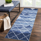Garvee Runner Rug, Washable, Non-Slip, Stain Resistant, Trellis Pattern, Navy, 2x 6, Perfect for Entryway, Bedroom, Kitchen - Blue