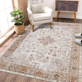 Garvee Washable Rugs 9x12 Area Rug Vintage Distressed Oriental Non Slip Chenille Stain Resistant Large Living Room Orange - Orange