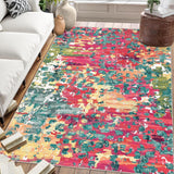 Garvee Modern Rugs for Living Room 5x7 Area Rugs for Bedroom Colorful Rug Indoor Washable Rugs for Under Dining Table Abstract Office Rug Pink Carpet Farmhouse Rug Floor Cover Low Pile - Colorful