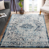Garvee 8x10 Area Rug Blue Vintage Distressed Non-Shedding Non-Slip Oriental Floral Carpet 7'10"x10'2" - Blue