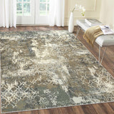 Garvee Washable Rug 5x7 Modern Area Rug Non Slip Rug Low Pile Accent Throw Rugs Stain Resistant Indoor Floor Carpet for Living Room, Camel/Green - Camel Green