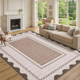 Garvee Washable Area Rugs 10x13 Low Pile Non Slip Stain-Resistant Soft Carpet Red Brown for Living Room Bedroom Kids Room Nursery - Chocolate Brown
