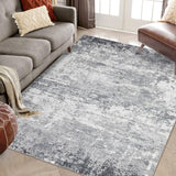 Garvee Washable 8x10 Area Rugs Modern Abstract Rug Low Pile Living Room Large Rug Non-Skid Ultra-Thin Soft Foldable Carpet Grey - Light Gray