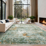 Garvee Modern Abstract 10x13 Area Rugs for Living Room, Large Washable Bedroom Rug, Low Pile, Non Slip, Green - Green