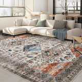 Garvee Washable Area Rugs 5x7 Rug for Living Room Vintage Floral Bedroom Rugs Bohemian Boho Oriental Rug Non Slip Throw Rugs Stain Resistant Carpet for Dining Room Office Classroom 5'x7' Browm Multi - Brown Multi