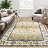 Garvee Living Room Rug 5x7 Washable Boho Vintage Non Slip Soft Faux Wool Gold - Gold