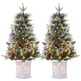 Garvee 3 FT Christmas Tree, Pre-Lit Christmas Tree with 78 LED Lights, Battery-Powered，Artificial Christmas Tree with Illuminated Base, Ideal Decor for Christmas Celebrations - Snowflake-8 Light Modes-2 Pack