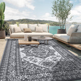 Garvee Outdoor Grey & White 9x18 Plastic Straw Rug, Waterproof Stain Resistant Reversible for Camping, Garden, Backyard, RV, Patio - Gray & White