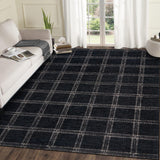 Garvee Washable Checkered 10x13 Area Rug, Soft Non Slip Geometric Plaid Carpet for Living Room Bedroom, Ultra Thin Black - Black