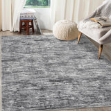 Garvee Solid Grey 5x7 Area Rug Machine Washable Area Rug for Living Room Non-Slip Stain Resistant Modern Abstract Bedroom Rug Contemporary Solid Throw Rug Foldable Floor Carpet for Dining Room, Ivory/Grey - Gray