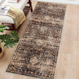 Garvee 2x6 Non Slip Kitchen Runner Rug, Vintage Boho Indoor Throw Carpet for Hallways, Laundry Room, Entryway, Brown & Coffee - Brown&Coffee
