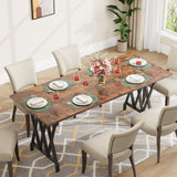Garvee Dining Table for 6 People, 70.8" Rectangular Kitchen Table, Rustic Farmhouse Dining Table with Heavy Duty Metal Legs for Dining Room