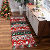 Garvee Runner Rug 2x6 Christmas Printed Rug for Bedroom Washable Rugs for Entryway Geometric Xmas Decorative Office Carpet Non Slip Kitchen Rug Low Pile Neutral Soft Nursery Rug Green and Red - Red & Green