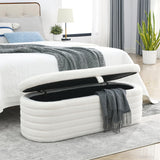 Garvee 45.5 Inches Ottoman Safety Hinge Upholstered Storage Bench for Bedroom Living Room Entryway Ivory Teddy 38.92 Oval - Ivory