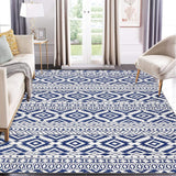 Garvee Washable Boho Rug 8x10 Ultra-Thin Moroccan Living Room Rug Blue, Soft Non-Slip Accent Rug for Bedroom Nursery Playroom - Blue
