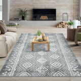 Garvee 8x10 Rug for Bedroom Bohemian Throw Rugs with Rubber Backing Washable Rug Living Room Rugs Soft Rug No Shedding Floor Mats Vintage Area Rugs for Entryway Nursery Office Rug 8'x10' Grey - Gray