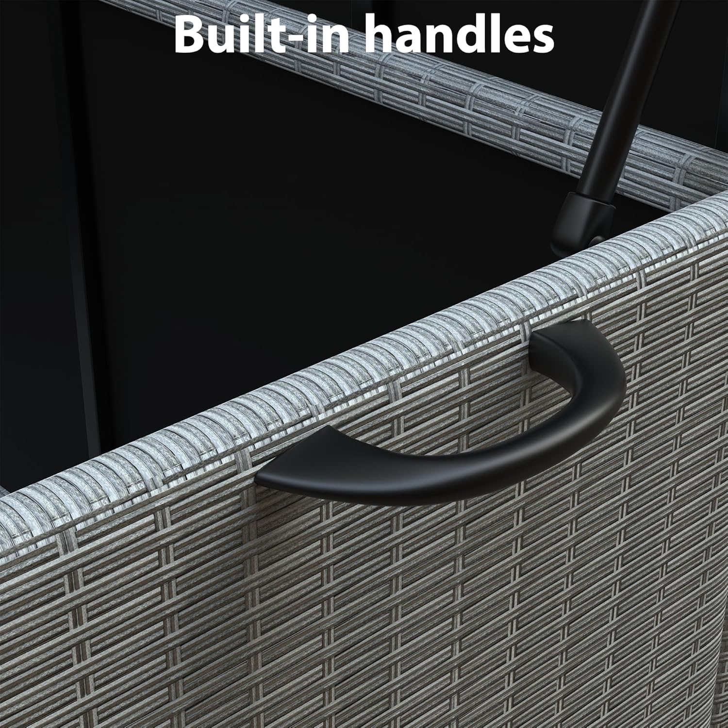 Garvee 150 Gallon Rattan Deck Box with Wheels, Built-In Handles Patio Storage Box for Storage With Wheels, Rattan Waterproof Outdoor Bins for Cushions, Patio Furniture, Garden Tools