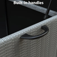 Garvee 150 Gallon Rattan Deck Box with Wheels, Built-In Handles Patio Storage Box for Storage With Wheels, Rattan Waterproof Outdoor Bins for Cushions, Patio Furniture, Garden Tools