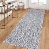 Garvee Imitation Braided Collection-Print Hallway Runner Rug 2x6 Non Slip Washable Area Rug Soft Low Pile Farmhouse Rustic Carpet Foldable Indoor Mat for Laundry Room Kitchen Bathroom Entrance - Light Gray