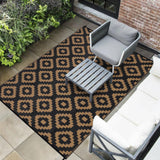 Garvee Outdoor Black & Brown 8x10 Waterproof Reversible Rug, Plastic Straw Mat w/Carry Bag Portable Easy-Clean for Camping RV Patio Deck Picnic - Black & Brown