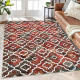 Garvee Modern Rug 9x12 Large Washable Rugs for Living Room Bedroom Boho Rug Low Pile Office Rug Moroccan Trellis Rug Non Slip Dining Room Rug Geometric Distressed Area Rugs Farmhouse Rug Multi Color - Colorful