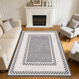 Garvee Area Rug 8x10, No Slip Washable Checkered Pattern Rug for Living Room Bedroom Dining Room, Grey, Low-Pile, Durable, Soft - Gray