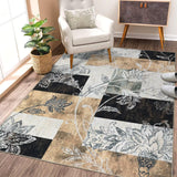 Garvee Large Rug 8x10 Abstract Modern Geometric Area Rug Non-Slip Distressed Area Rug Machine Washable Indoor Floor Carpet Low Pile Rug for Bedroom Nursery, Brown - Brown