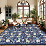 Garvee Large Area Rugs 9x12 Retro Floral Washable Soft Non Slip Backing Indoor Floor Mat Carpet for Living Room Bedroom Dining Room Playroom Nursery Home Decor - Blue Multi