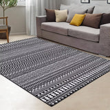 Garvee Moroccan Area Rug 4x6 Boho Geometric Floor Cover Soft Chenille Indoor Area Rugs Machine Washable Vintage Floor Carpet for Living Room Bedroom Non-Slip Floor Decor Foldable Thin Rug Black - Black