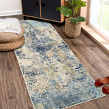 Garvee Runner Rug 2x6 Modern Abstract Circle Design Kitchen Rug Non Slip Washable Area Rug Soft Accent Rug Living Room Rug Throw Rugs for Bathroom Bedroom, Cream/Blue - Cream Blue