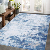 Garvee Machine Washable Area Rug 5x7 Modern Abstract Area Rug for Living Room Bedroom Contemporary Non-Slip Stain Resistant Accent Rug Carpet for Dining Room Office Floor Decoration, Blue - Navy Blue