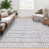 Garvee Boho Rug 10x13 Large Living Room Rug Indoor Washable Rug Non-Slip Geometric Bedroom Rug Stain Resistant Moroccan Acceent Throw Floor Carpet for Home Office, Gray - Gray