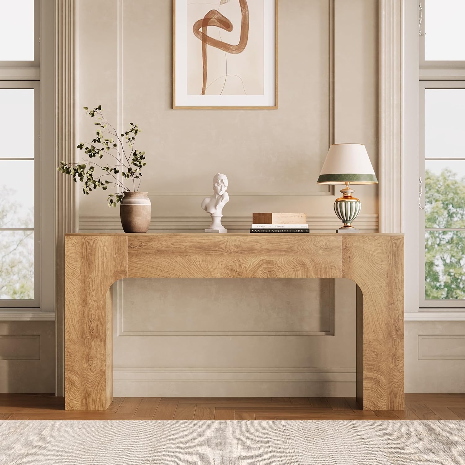Garvee 63" Farmhouse Console Table Slim Wood Sofa Side Table Narrow Rustic Foyer Furniture for Living Rooms Hallways Apartments, Deep Oak