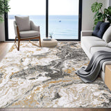 Garvee Abstract Grey 6x9 Marble Area Rug, Modern Marble Rugs Luxury Living Room Rugs Boho Area Rug for Bedroom Dinning Room Non Slip Abstract Floor Carpet Indoor - Gray