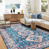 Garvee Navy Blue 4x6 Rug for Living Room Floral Throw Rugs with Rubber Backing Washable Rugs Bedroom Rugs Soft Rug No Shedding Floor Mats Vintage Area Rugs for Entryway Office Rug - Navy Blue