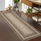 Garvee Bordered Natural 2x10 Runner Rugs for Hallways, Washable Braided Printed Area Rug with Non-Slip Backing, Low Pile Rugs Carpet Runners for Bedroom Entryway Kitchen - Natural